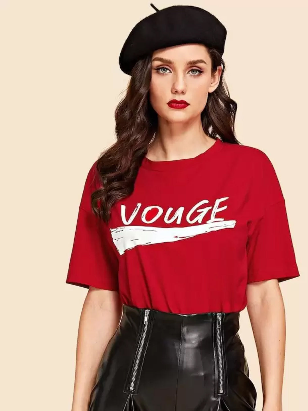 TANDUL  Printed Women Round Neck Red T-Shirt