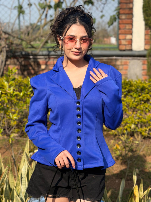 TANDUL Women Stylish Blue Solid Blazer