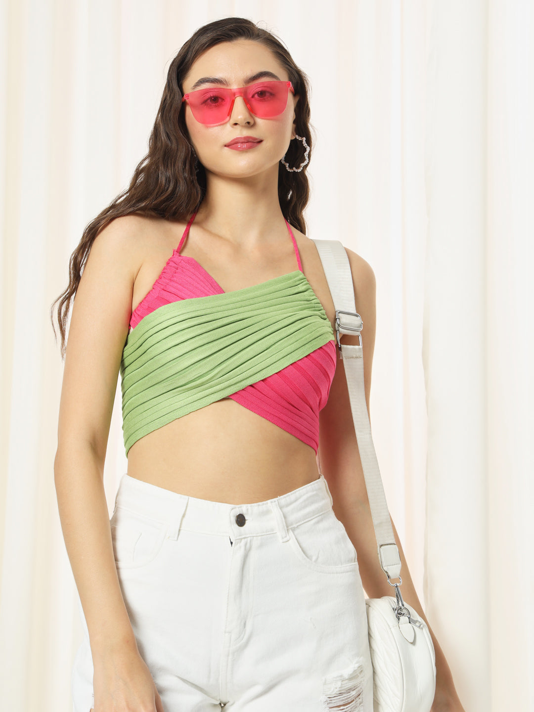 TANDUL  Casual Sleeveless Solid Women Green Top