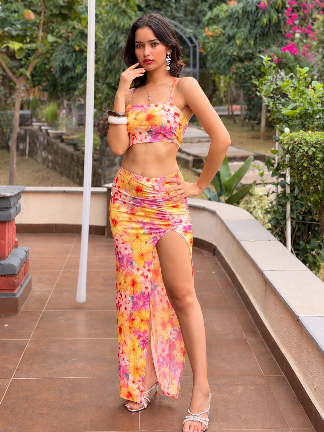 TANDUL Women Yellow and Pink Floral Print Co-ord Set