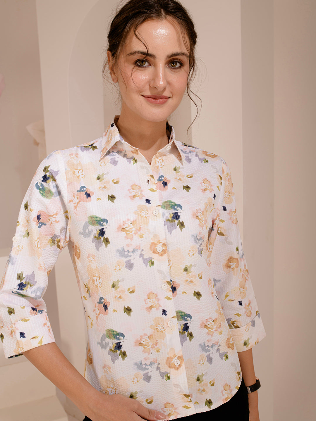 TANDUL  Women Regular Fit Printed Built-up Collar Casual Shirt