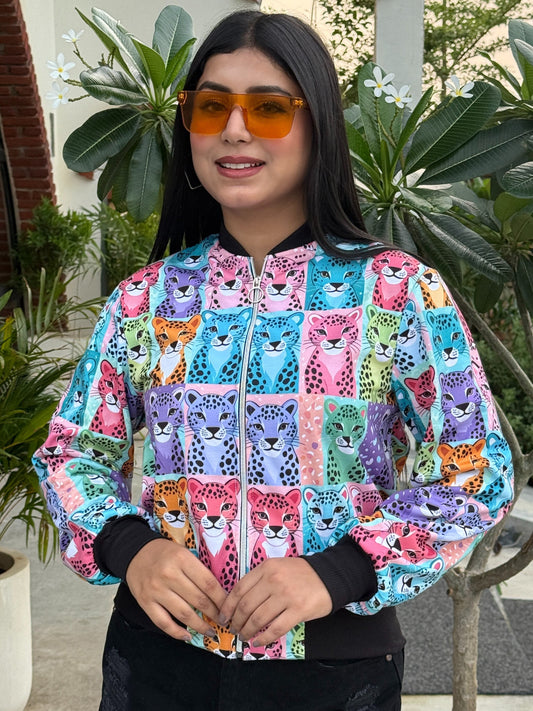 TANDUL Women Vibrant Cat Printed Jacket