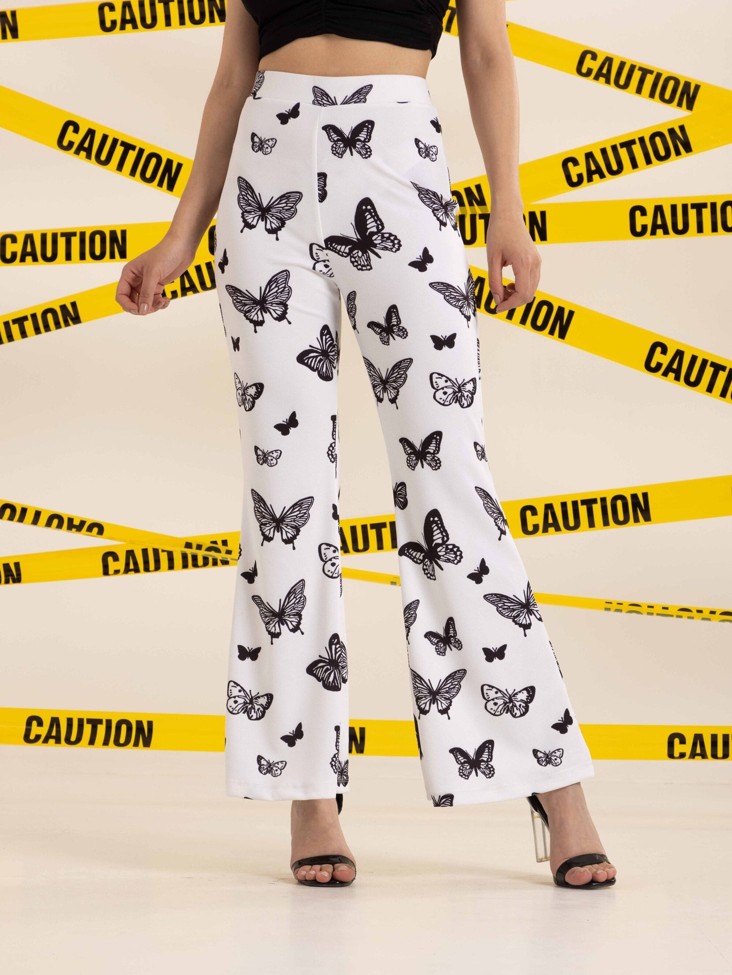 TANDUL Women White Butterfly Printed Trouser