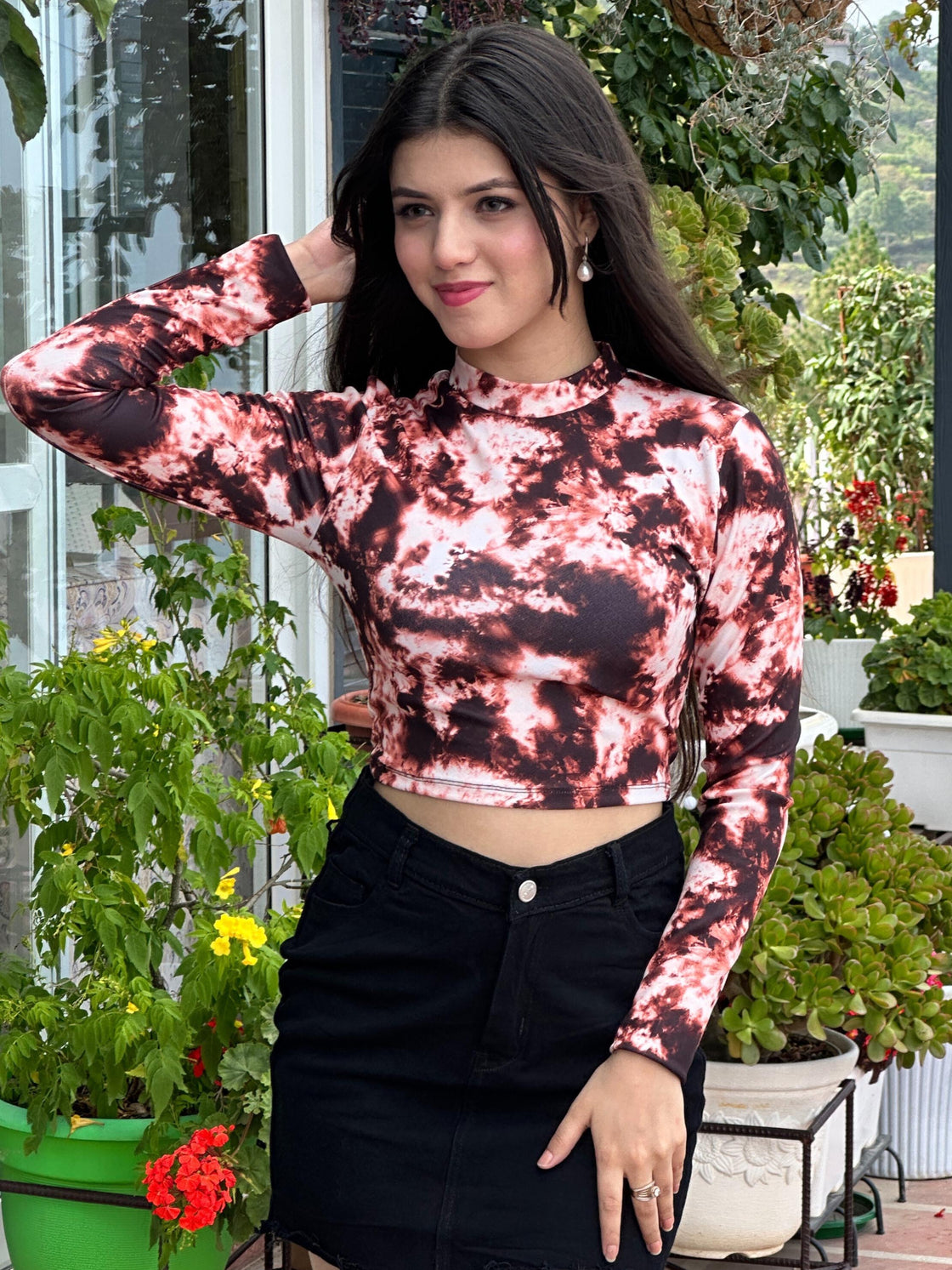 TANDUL Women Brown Tie Dye Top