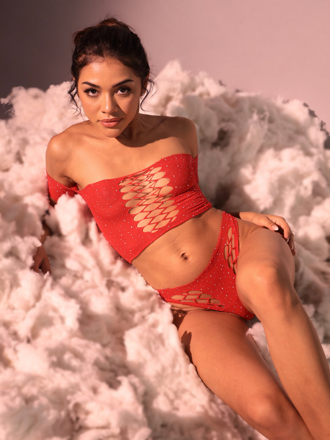 ELTIRE Elegant Red Two Piece Lingerie Set