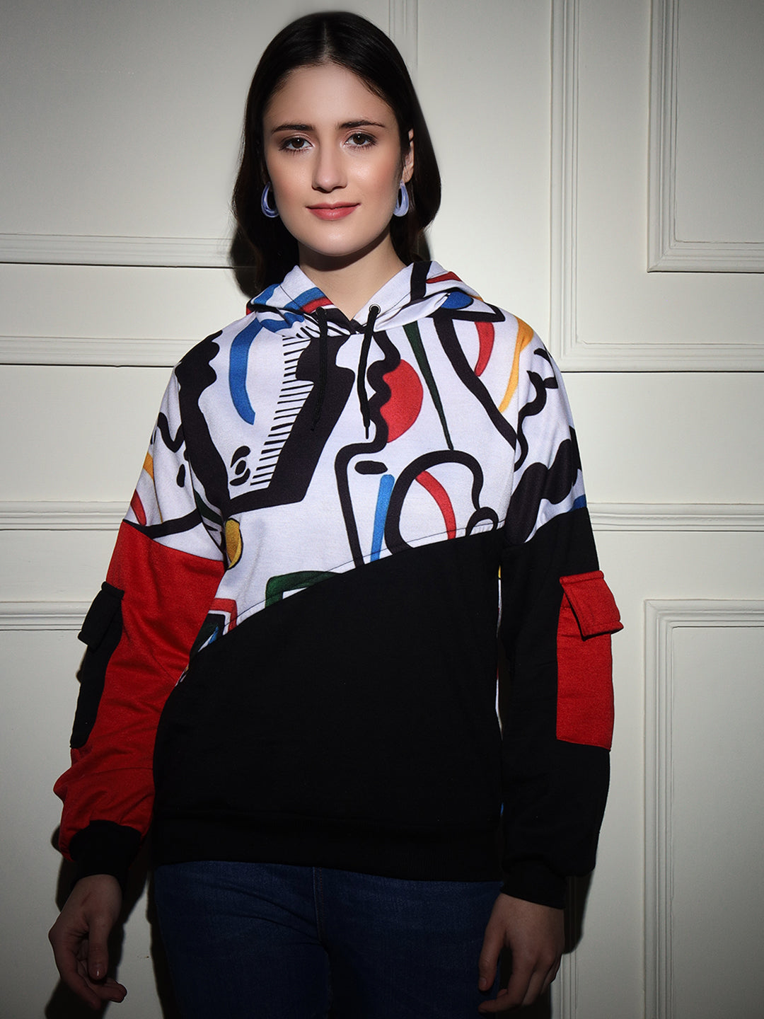 TANDUL  Women Full Sleeve Printed Hooded Sweatshirt