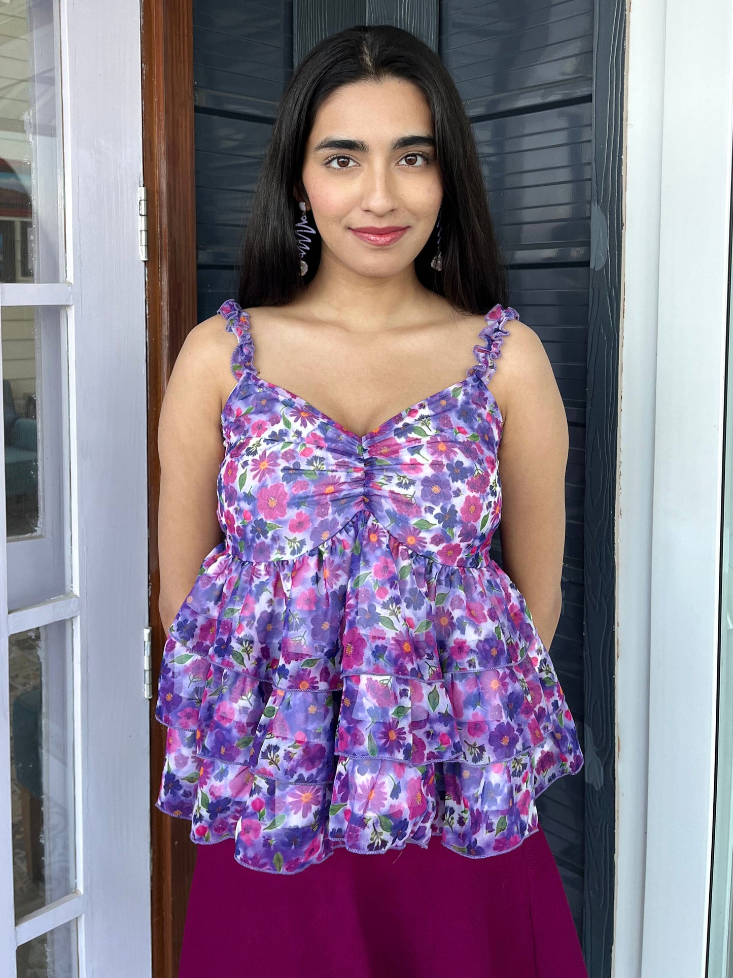 TANDUL Women Purple Floral Printed Top