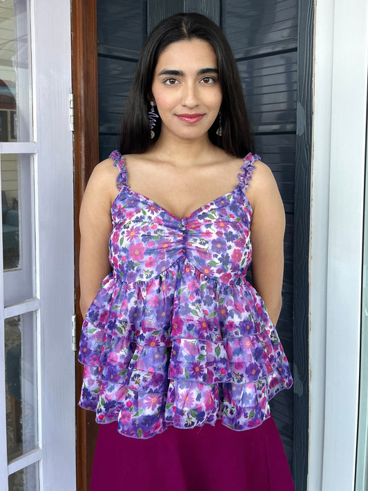 TANDUL Women Purple Floral Printed Top