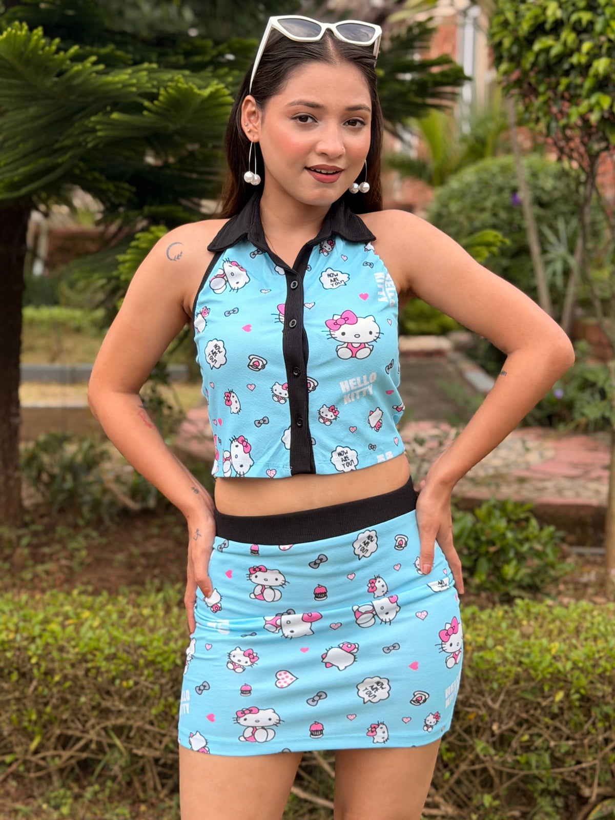 TANDUL Women Hello Kitty Pastel Blue Co-ord Set