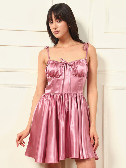 TANDUL Exquisite Pink Satin Dress