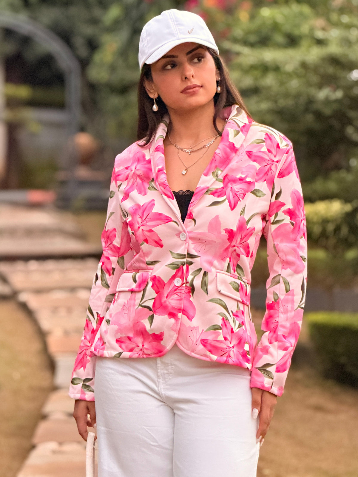 TANDUL Women Tropics Paradise Shavl-Collar Floral Blazer
