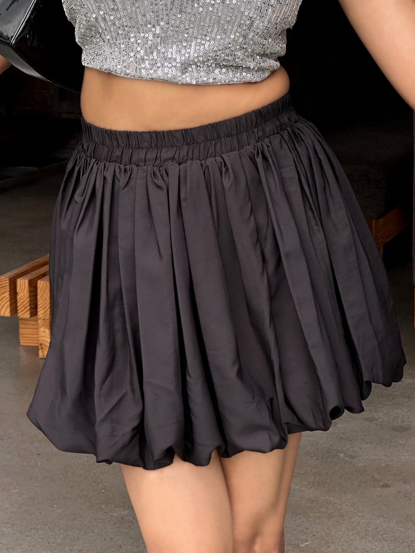 TANDUL Women Black Balloon Skirt