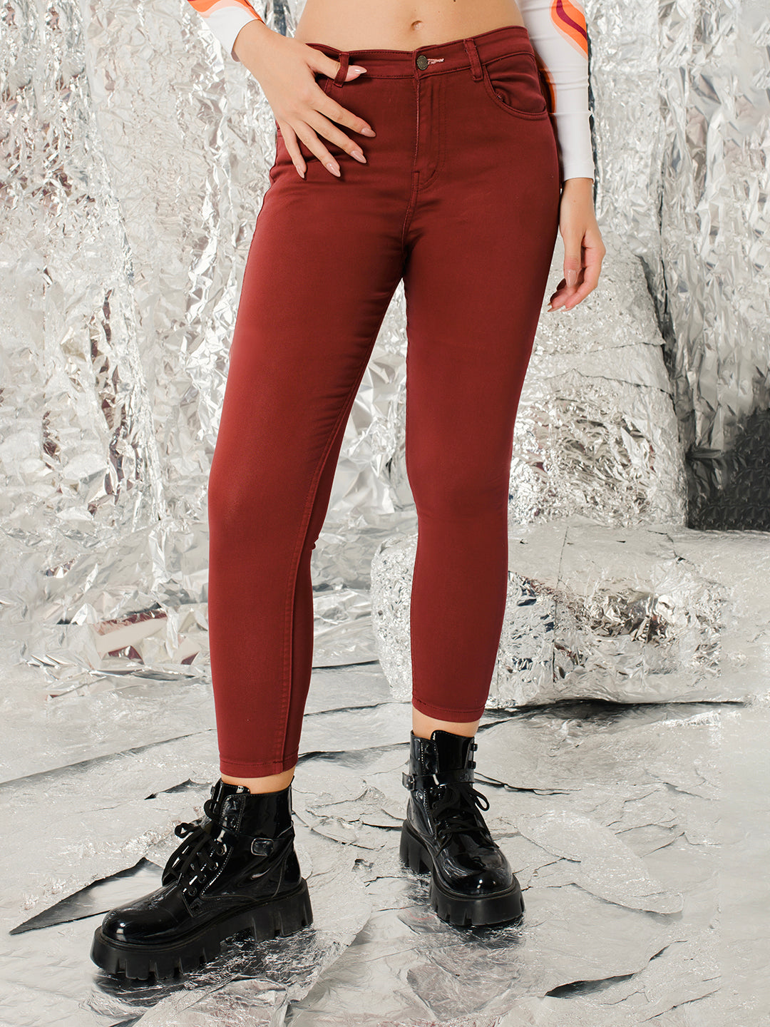 TANDUL  Women Regular Mid Rise Maroon Jeans