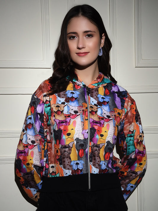 TANDUL  Women Animal Print Fleece Jacket