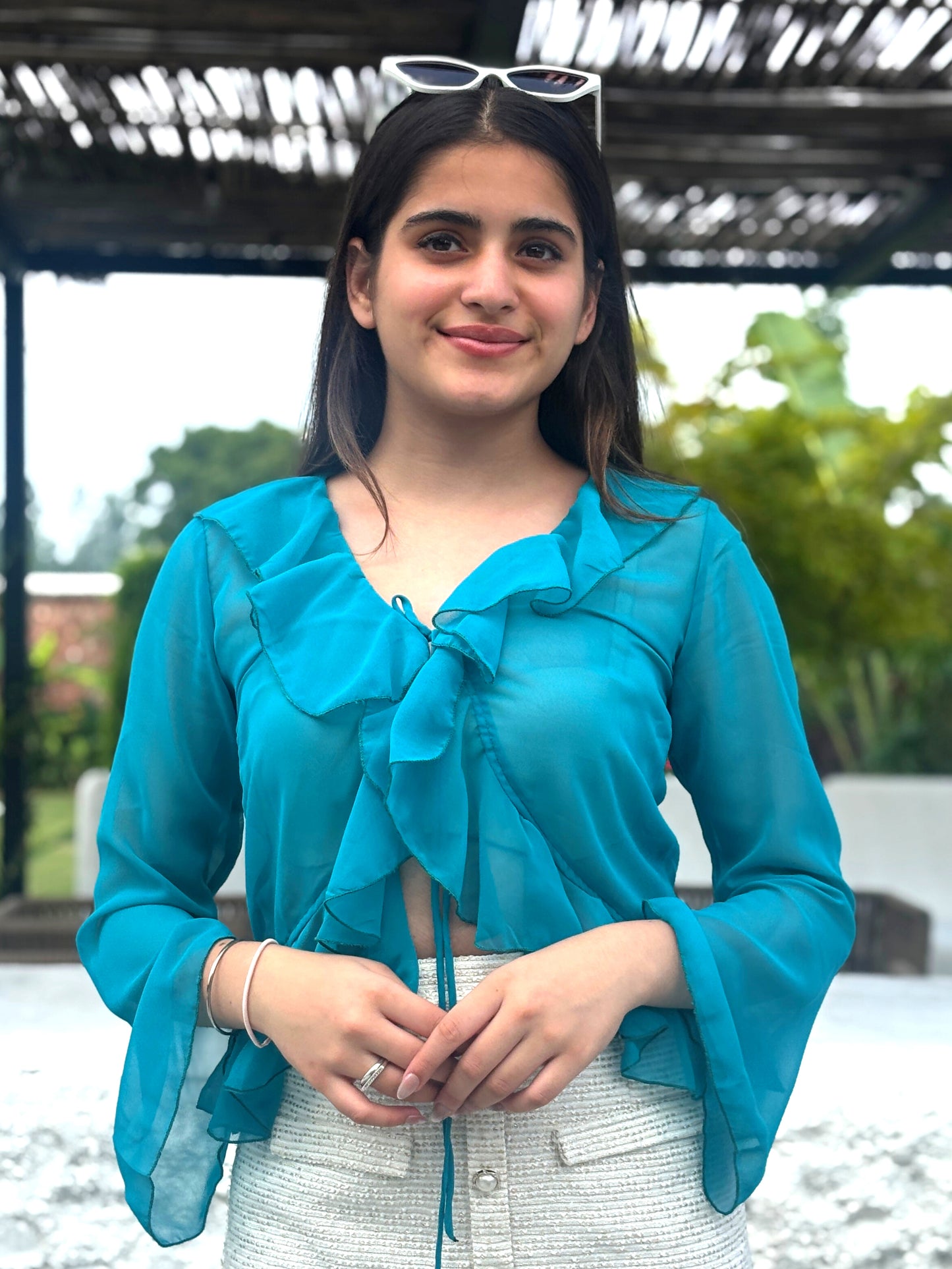 TANDUL Women Skyblue Georgette Top