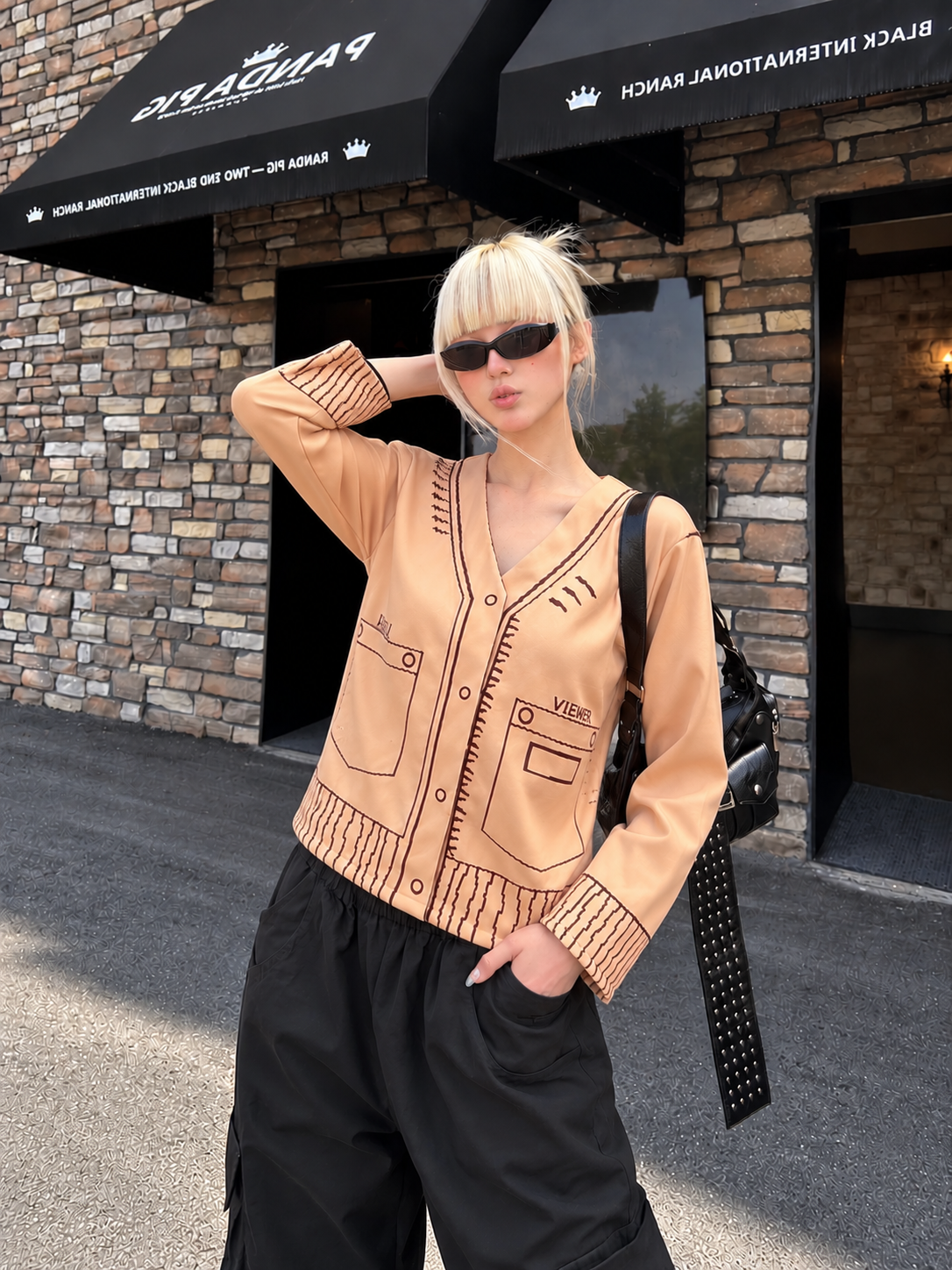 TANDUL Women Long Sleeve V-Neck Graphic Button-Up Jacket