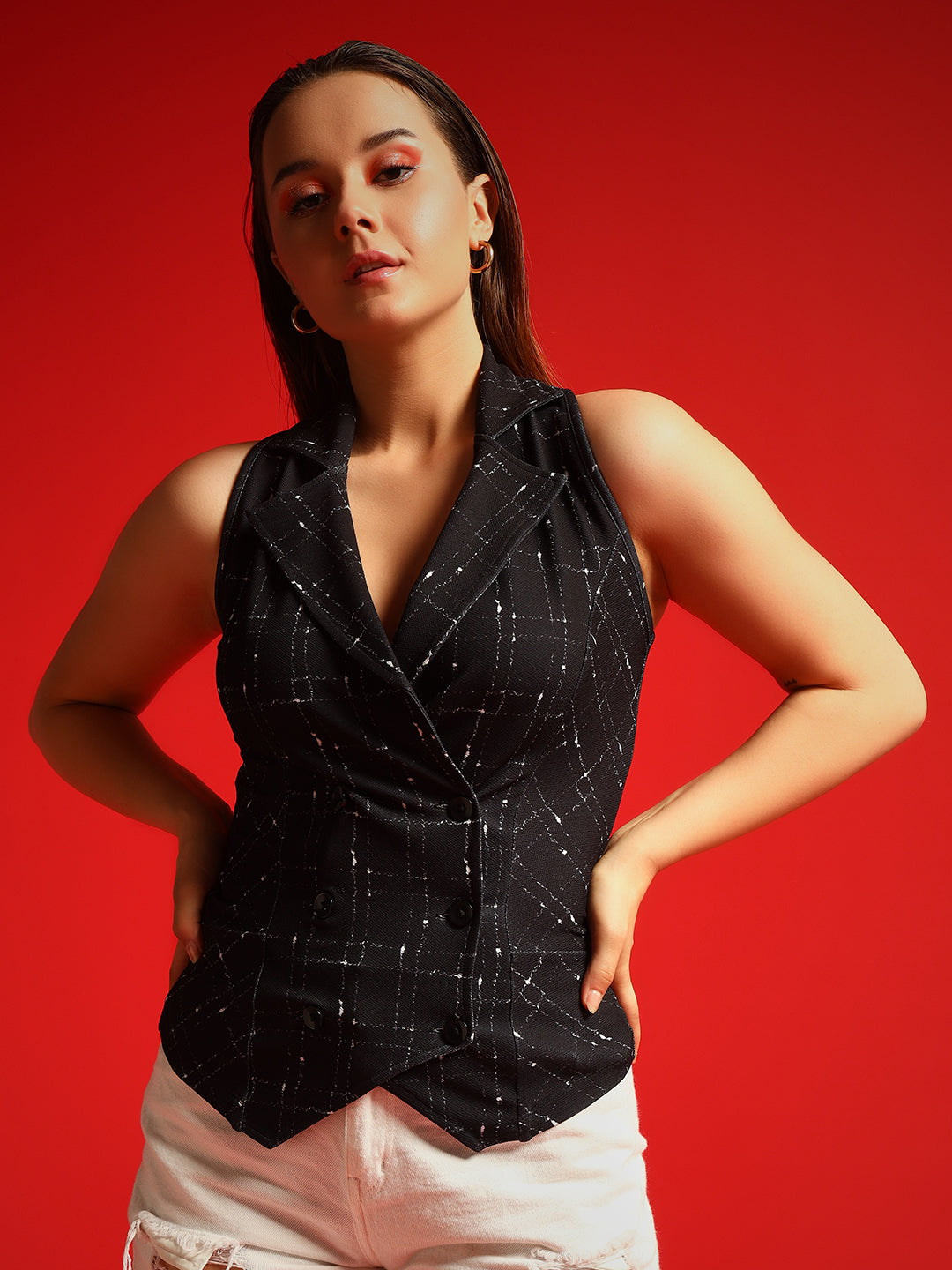 TANDUL  Geometric Print Women Waistcoat