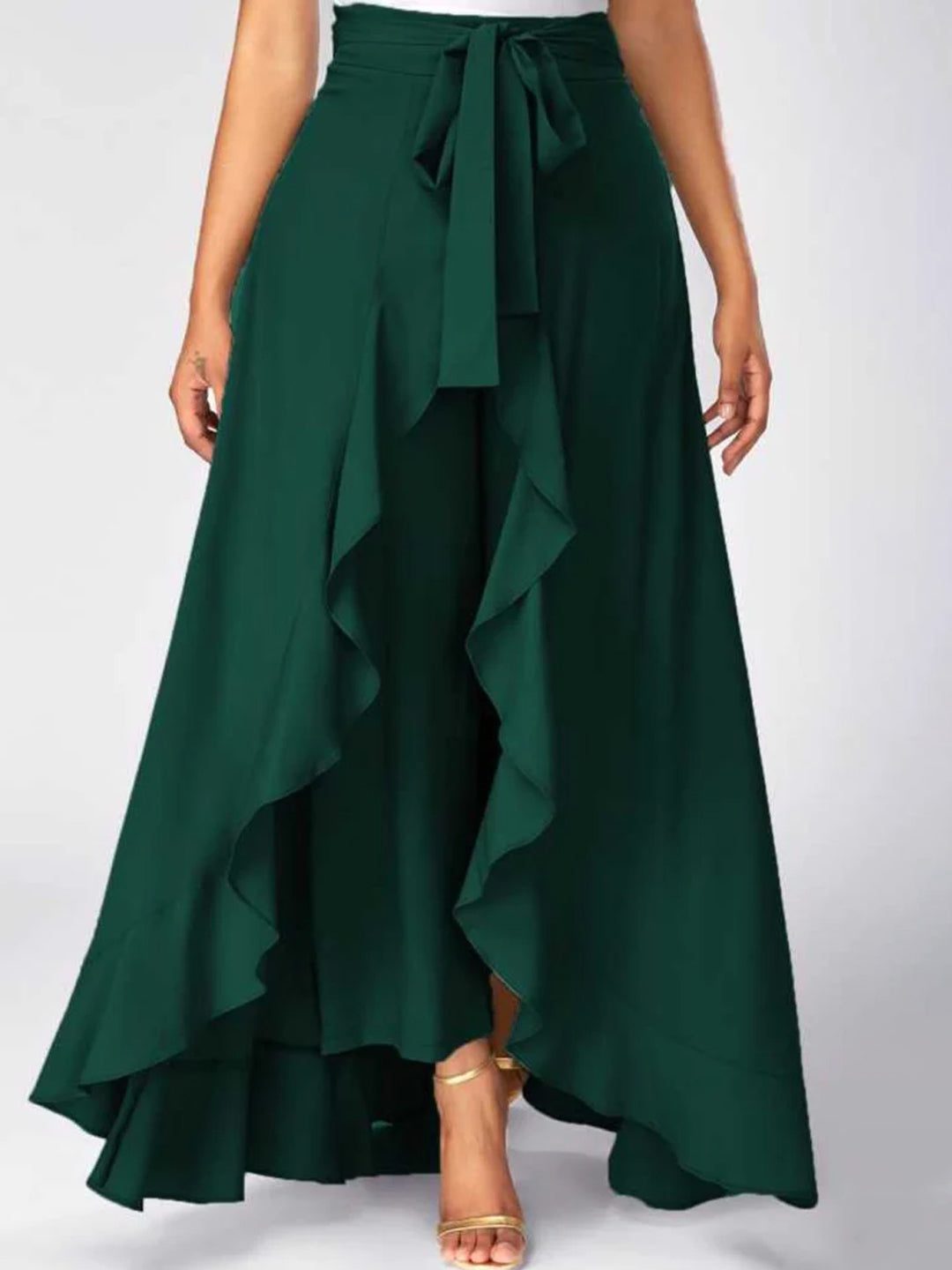 TANDUL  Women Solid Flared Dark Green Skirt