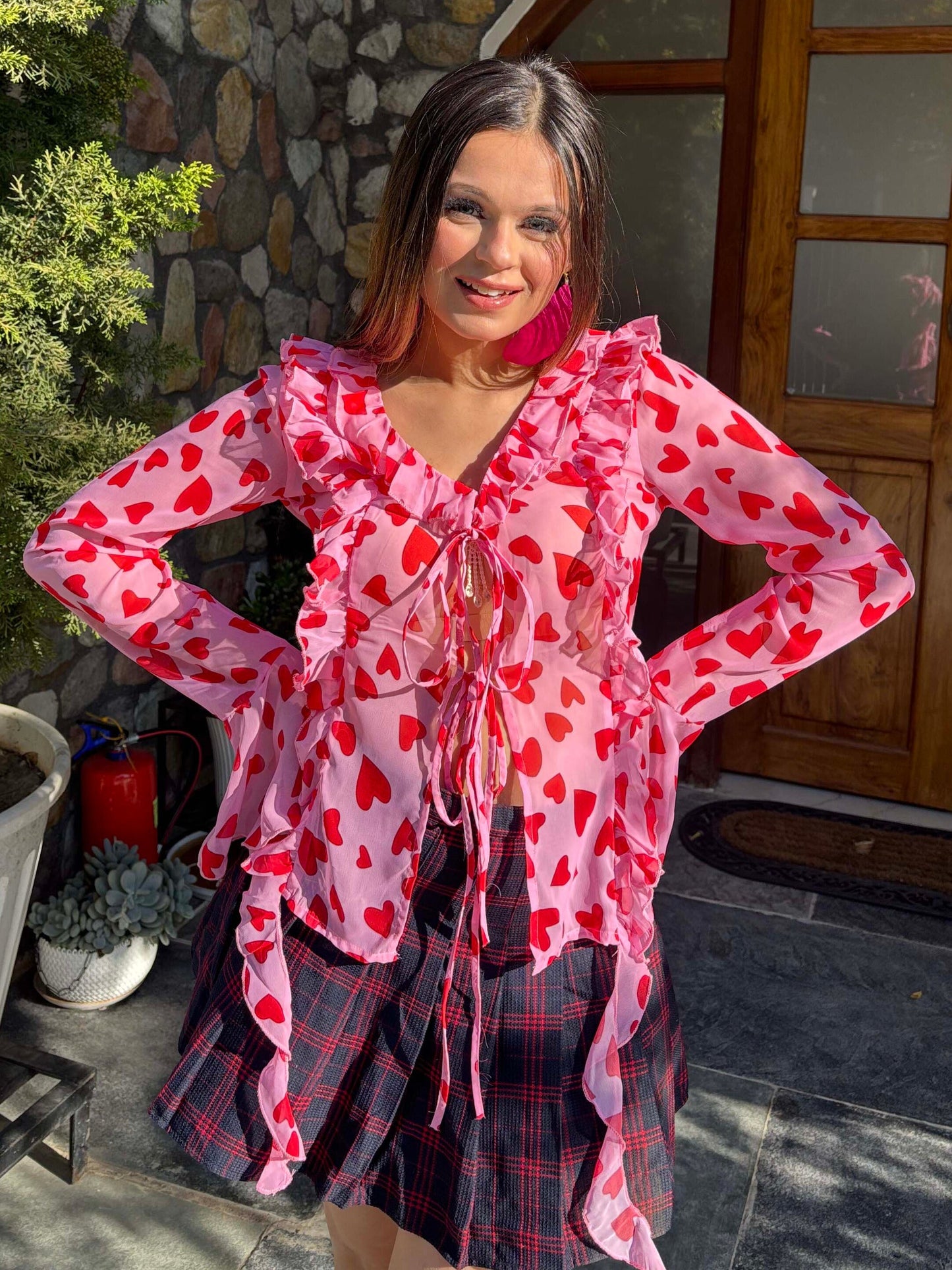 TANDUL Women Charming Heart Printed Pink Top