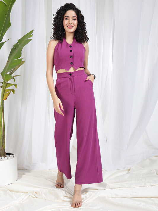 TANDUL Women Regular Fit Solid Purple Jumpsuit