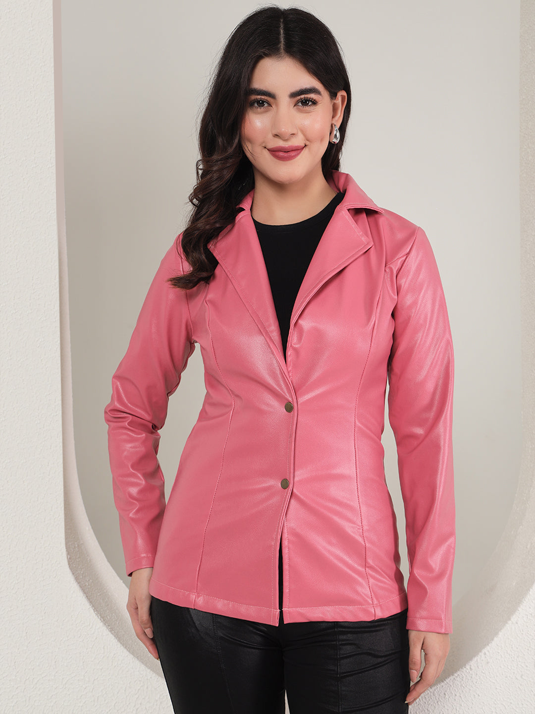 TANDUL  Leather Solid Coat For Women