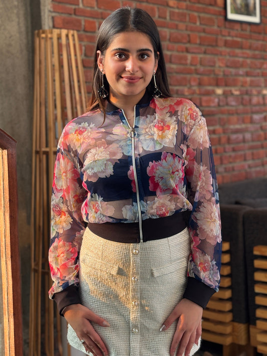 TANDUL Women Floral Printed Net Jacket