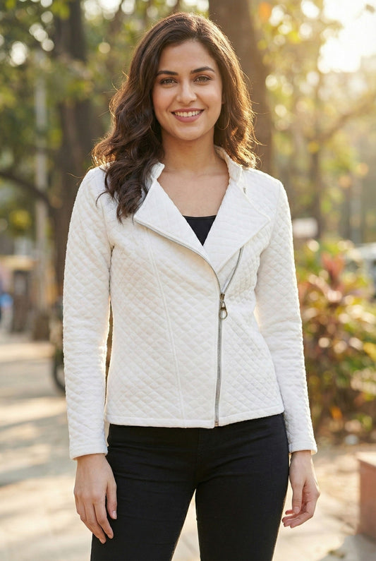 TANDUL Women White Quilted Jacket