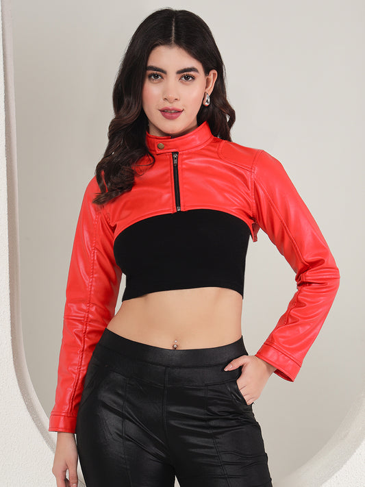 TANDUL  Women Solid Leather Jacket