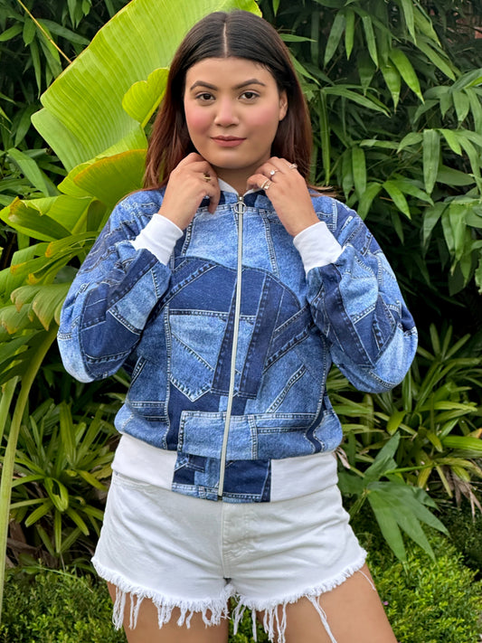 TANDUL Women Denim Patterned Jacket