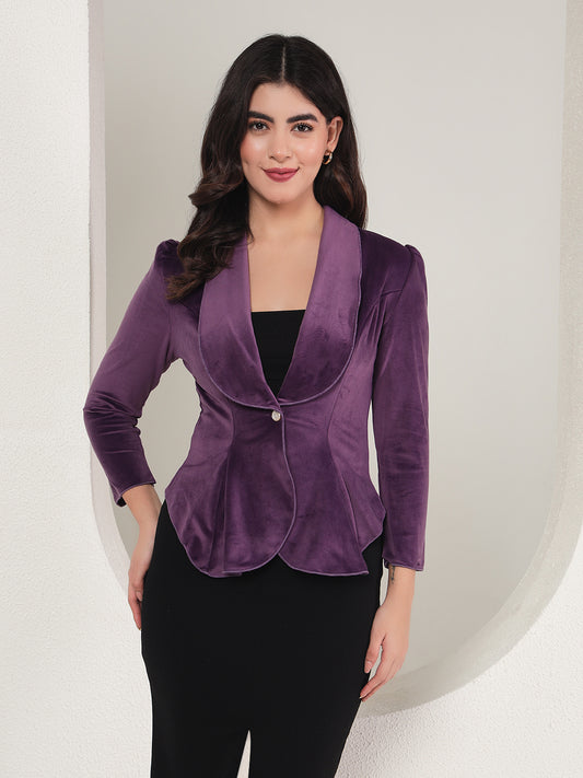 TANDUL  Velvet Solid Coat For Women