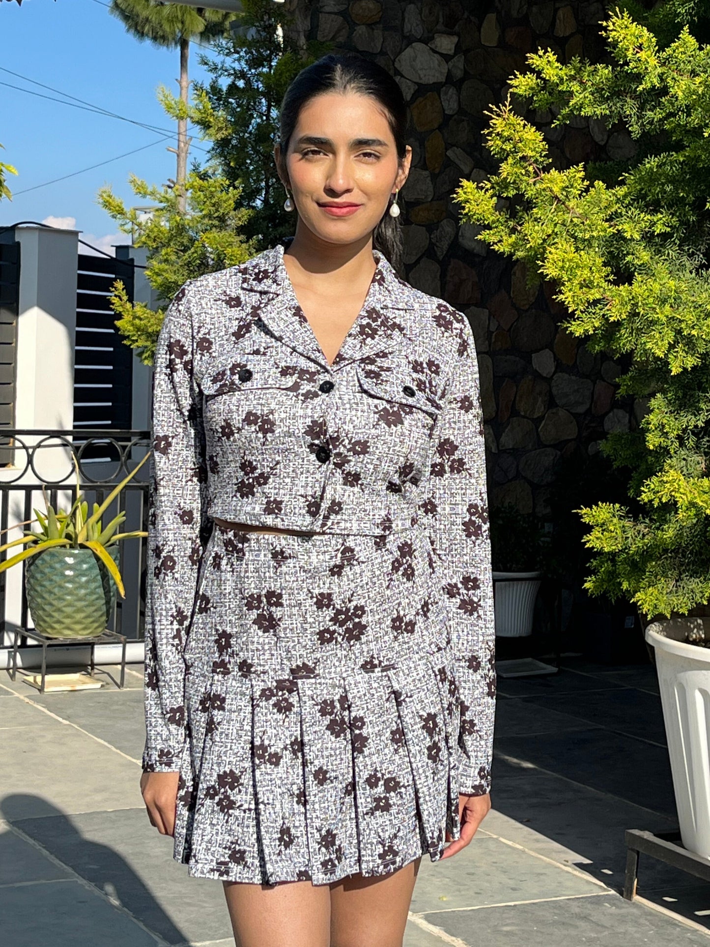 TANDUL Women Stunning Black and White Printed Co-ord Set