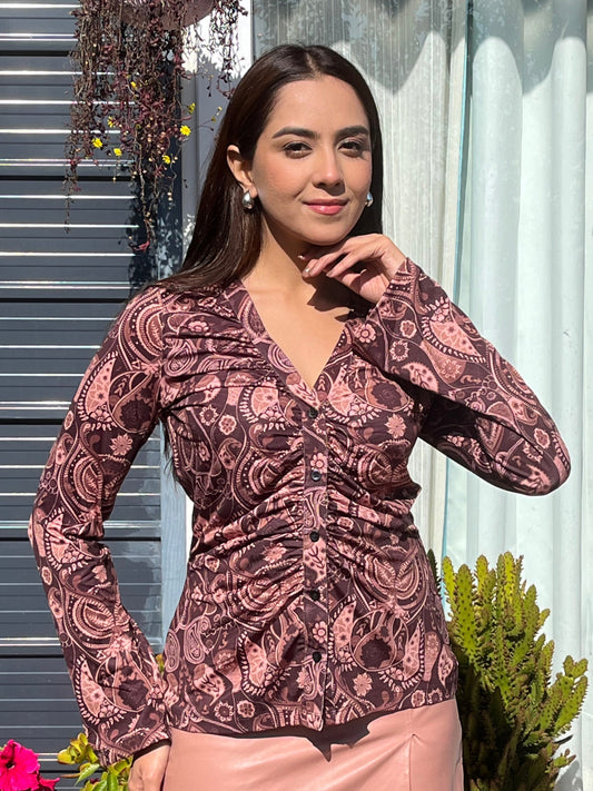 TANDUL Women Comfort Fit Fit Printed Slim Collar Casual Shirt