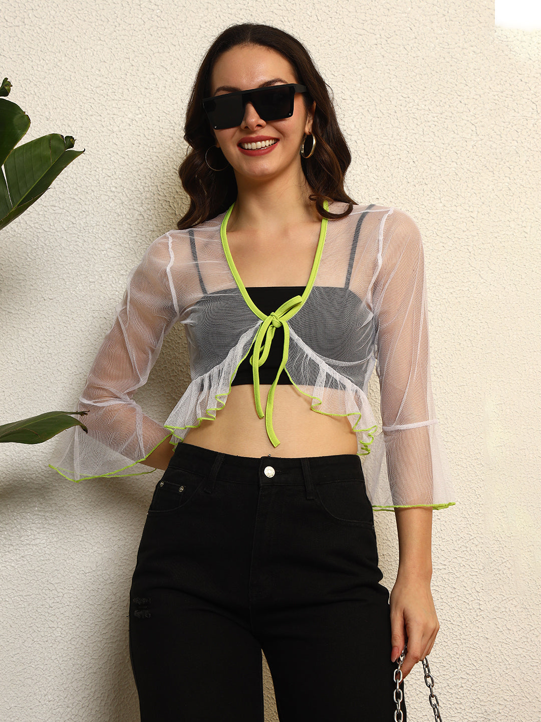 TANDUL Women White Net Shrug