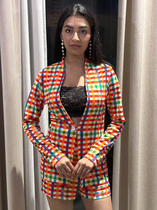 TANDUL Vibrant Multicolor Checkered Co-ord Set