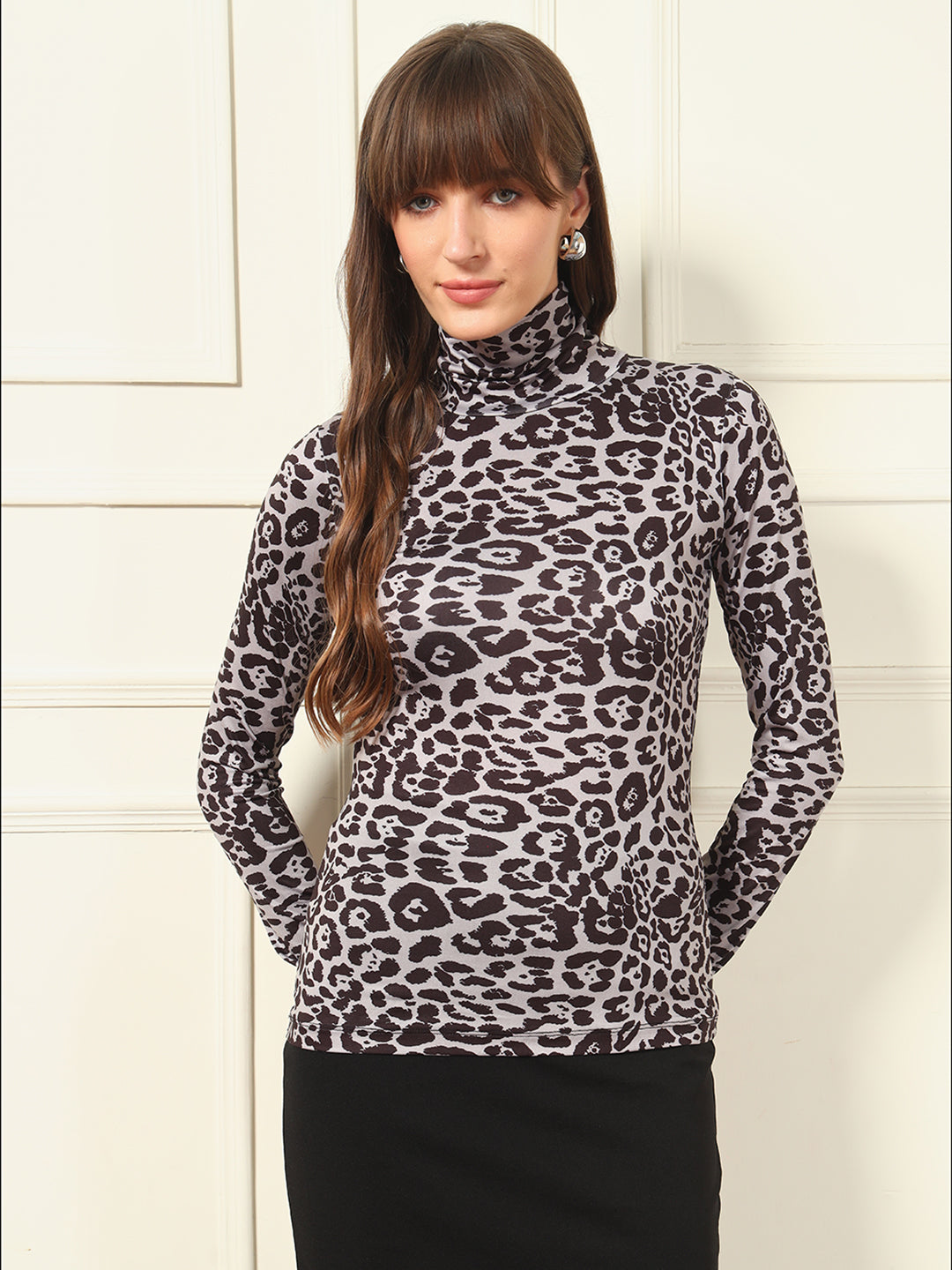 TANDUL  Women Solid High Neck Grey Sweater