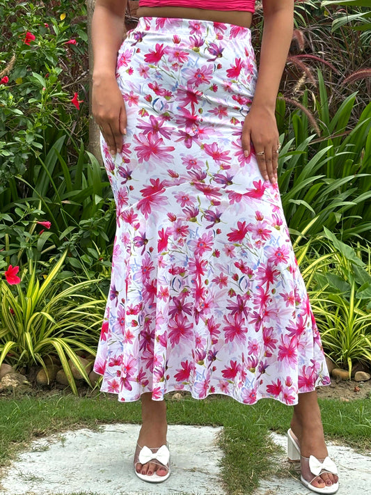 TANDUL Women Stunning Pink Floral Printed Skirt