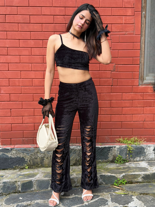 TANDUL  Women Two Piece Dress Black Co-ord Set