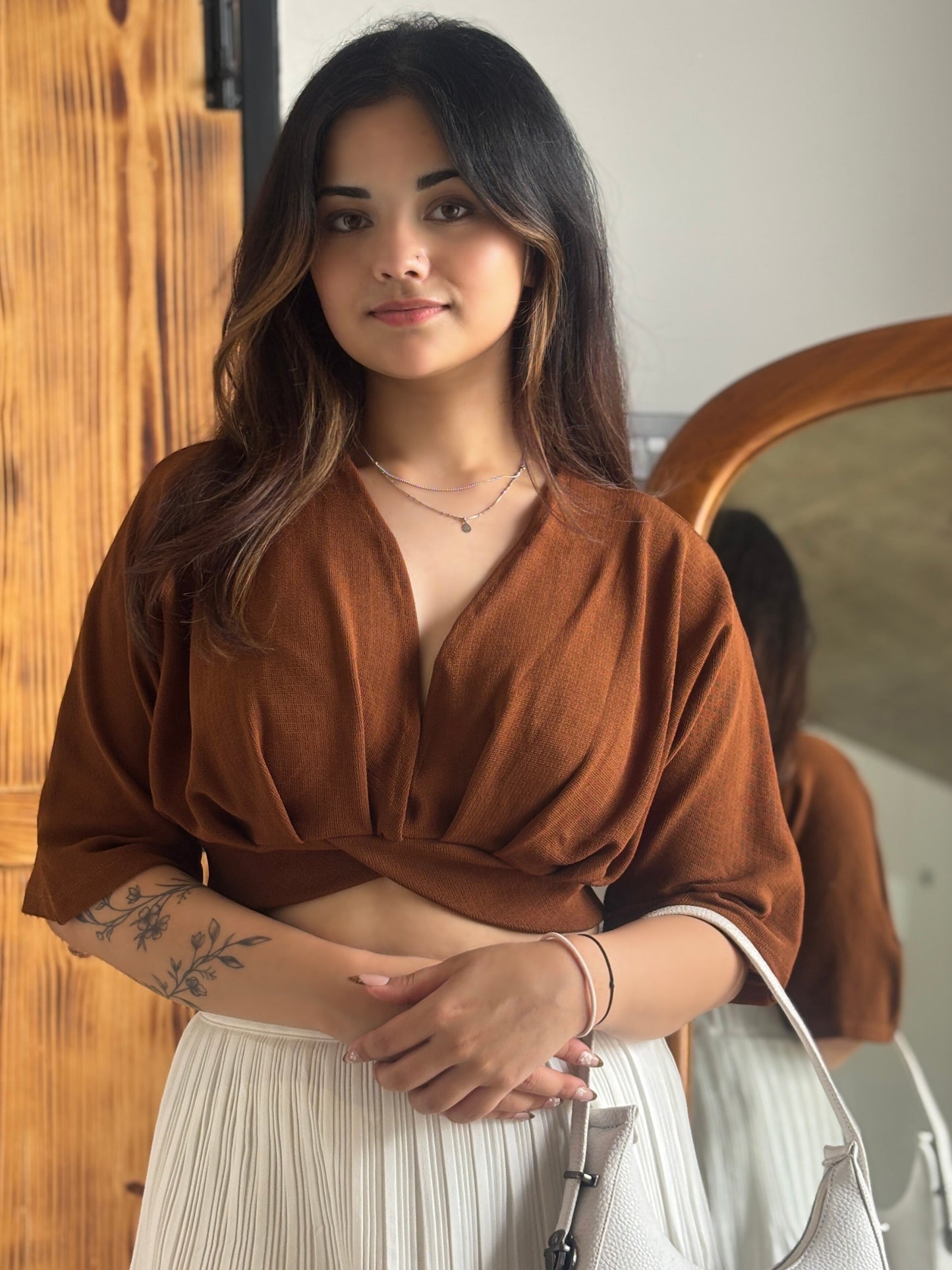 TANDUL Women Chic Brown Top