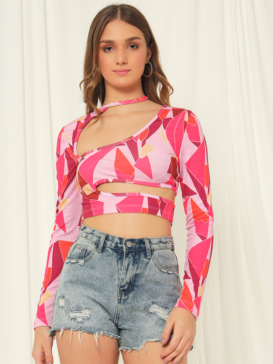 TANDUL  Casual Regular Sleeves Geometric Print Women Multicolor Top