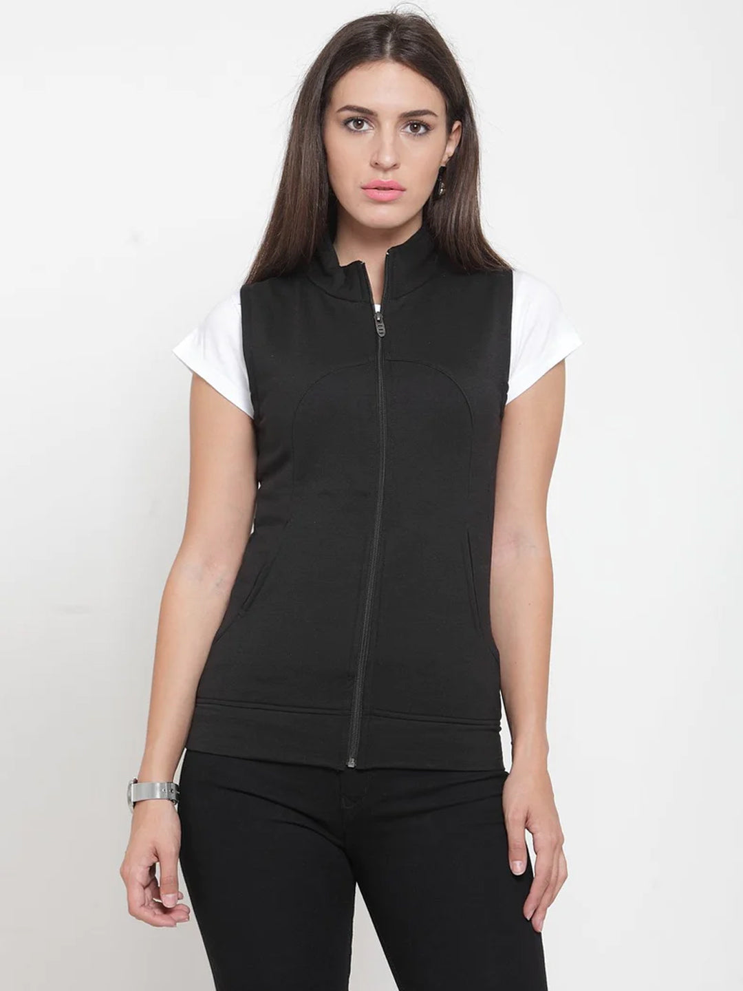 ZARVEY Sleeveless Solid Women Jacket