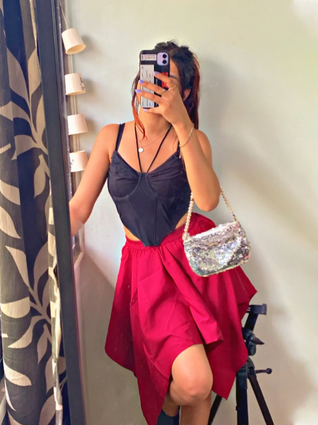 Women Solid Regular Maroon Skirt