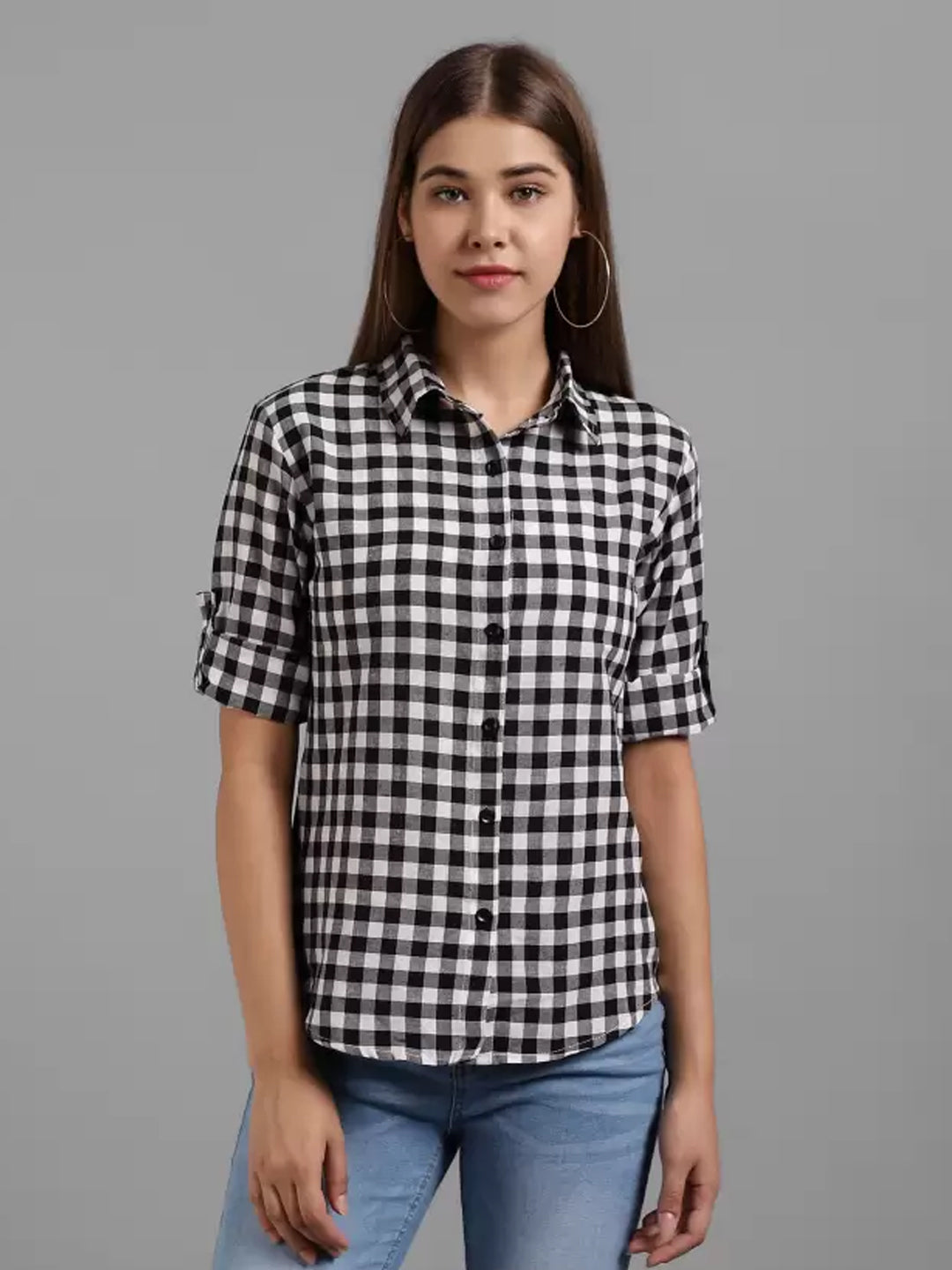 TANDUL  Women Regular Fit Self Design, Checkered Casual Shirt