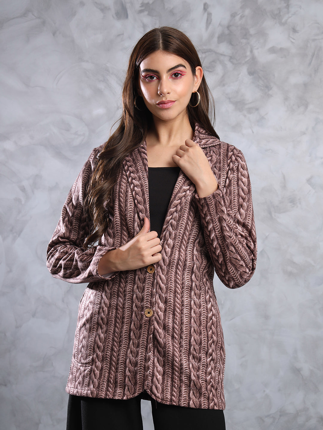 TANDUL  FLEECE BLEND Printed Coat For Women