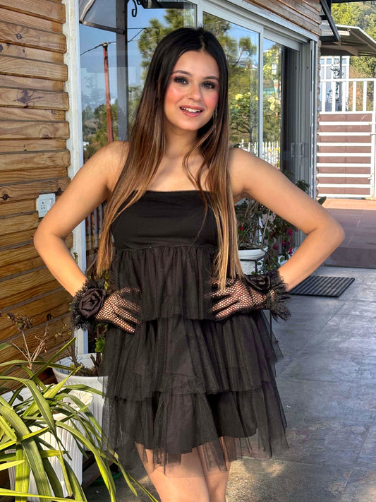 TANDUL Women Stunning Black Net Dress