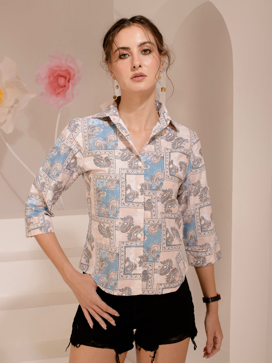 TANDUL  Women Regular Fit Printed Built-up Collar Casual Shirt