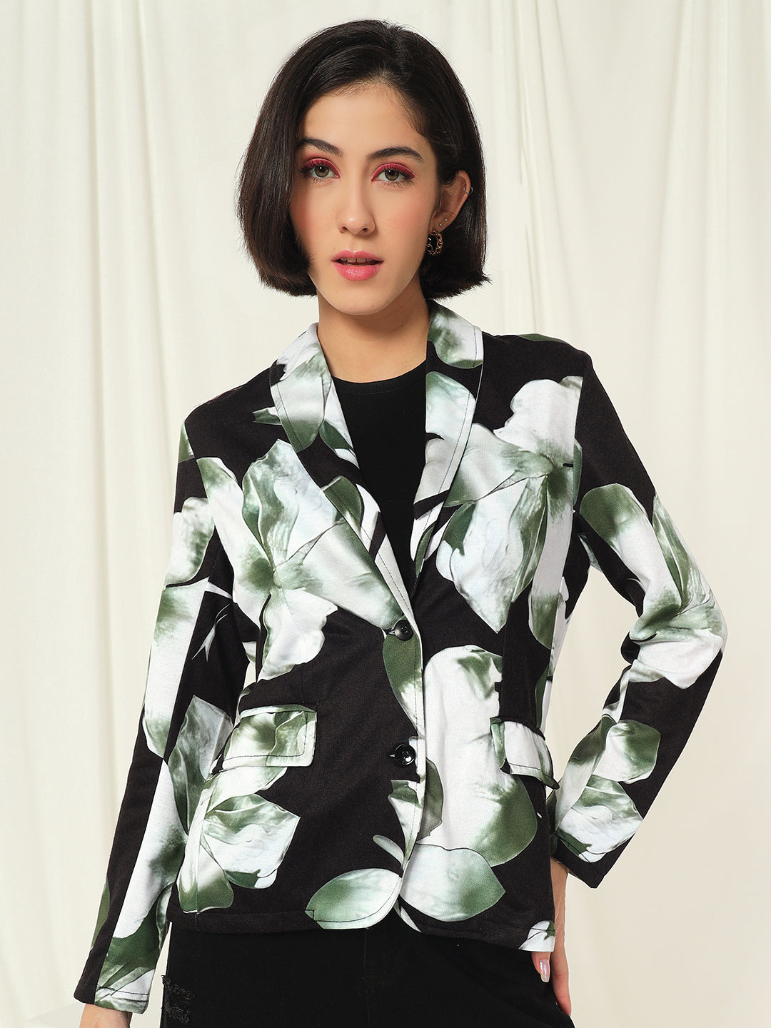 TANDUL  Fleece Floral Print Coat For Women