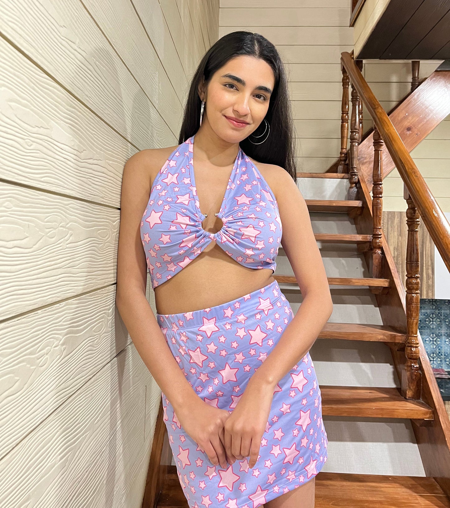 TANDUL Women Stunning Pink Star Co-ord Set