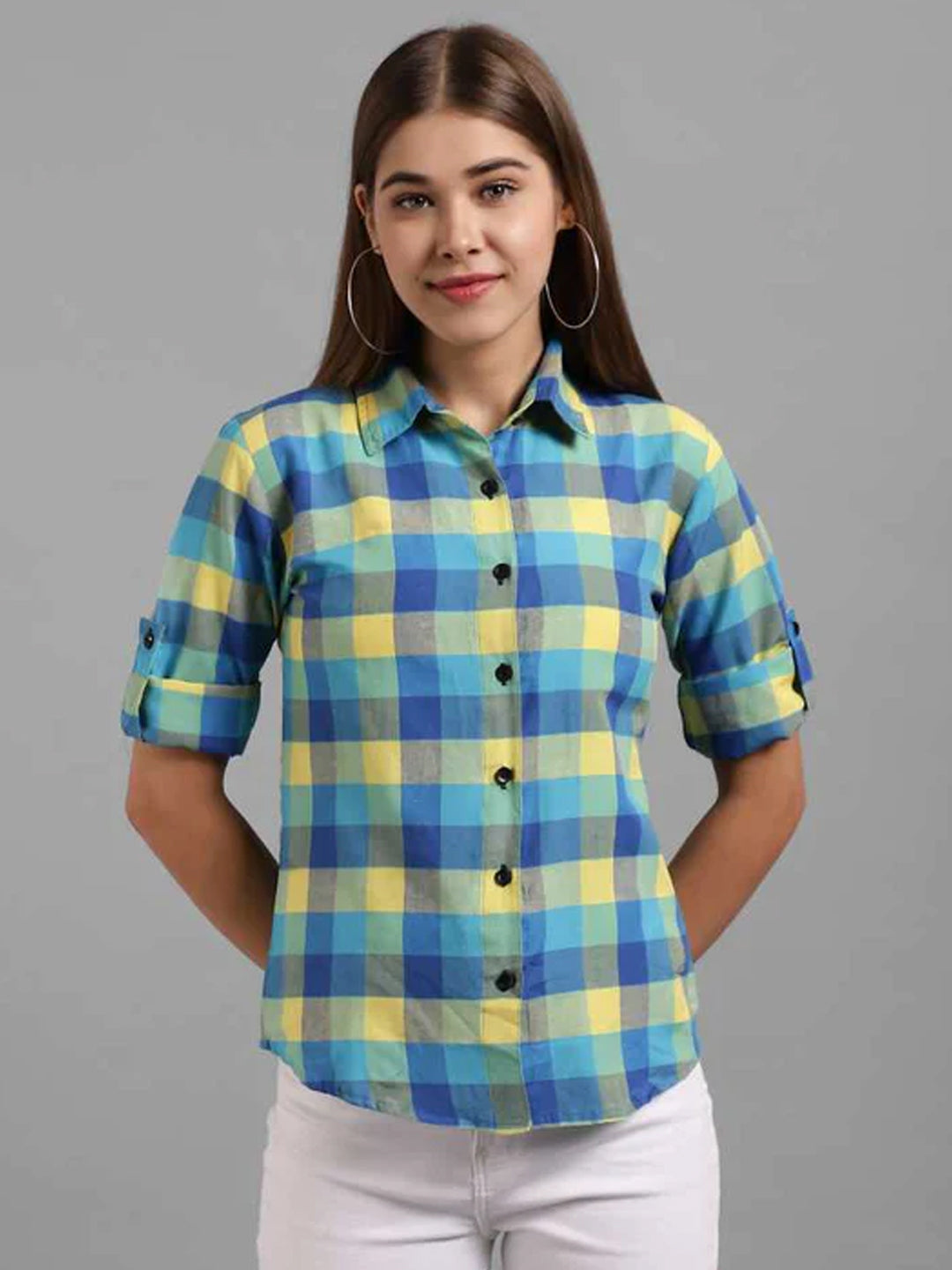 TANDUL  Women Regular Fit Self Design, Checkered Casual Shirt