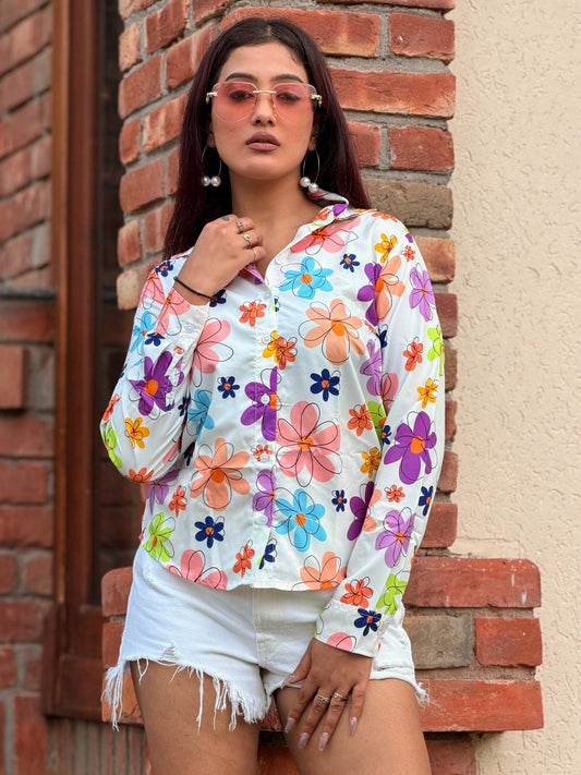 TANDUL Women Vintage-Inspired Multi-Color Floral Shirt
