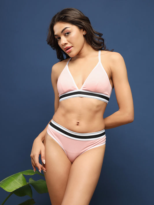 ELTIRE Soft Pink Two Piece Lingerie Set